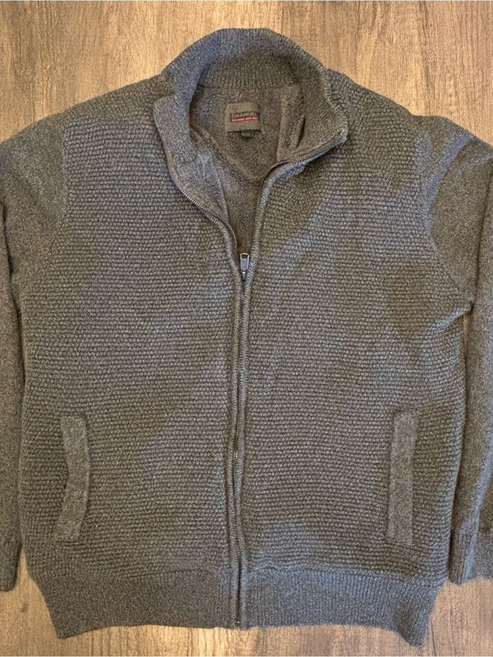 Emanuel Ungaro Men’s Dark Gray Full-Zip Textured-knit Sweater